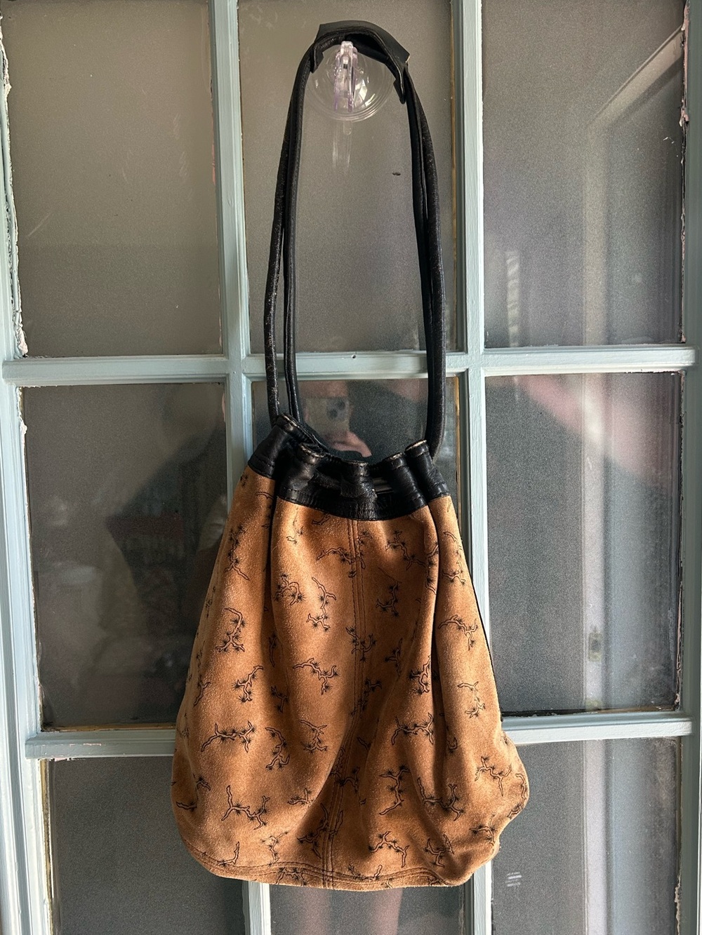 Vintage 70โs Mont Abur Handcrafted Leather Suede Boho Slouchy Hobo Purse Bag